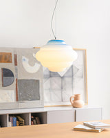 Modern Frosted Glass Cloud Pendant Lamp with Gradient Red Blue Yellow Accent