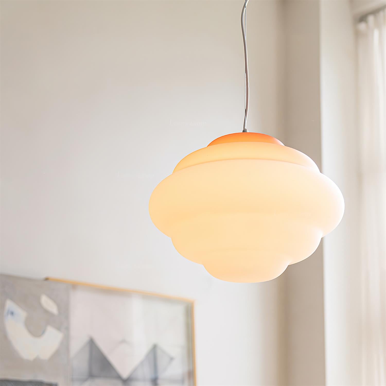 Modern Frosted Glass Cloud Pendant Lamp with Gradient Red Blue Yellow Accent