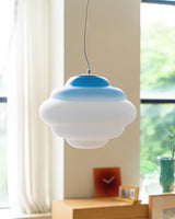 Modern Frosted Glass Cloud Pendant Lamp with Gradient Red Blue Yellow Accent