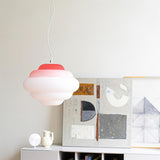 Modern Frosted Glass Cloud Pendant Lamp with Gradient Red Blue Yellow Accent