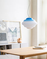 Modern Frosted Glass Cloud Pendant Lamp with Gradient Red Blue Yellow Accent