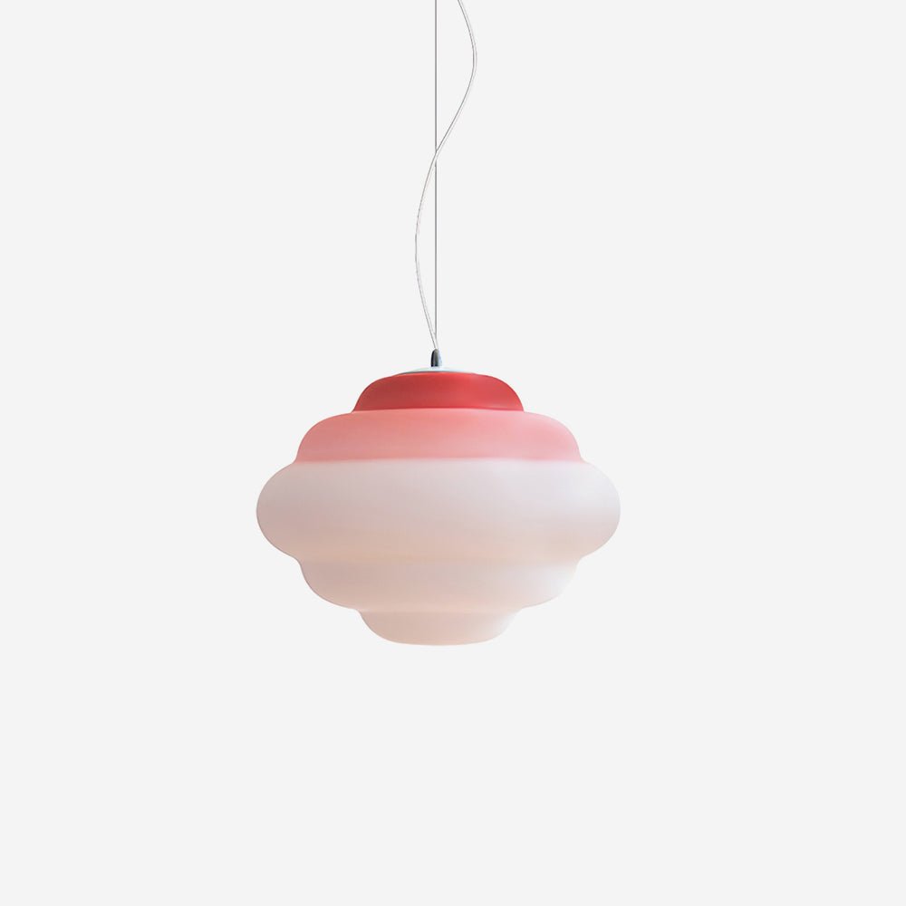 Modern Frosted Glass Cloud Pendant Lamp with Gradient Red Blue Yellow Accent