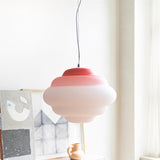 Modern Frosted Glass Cloud Pendant Lamp with Gradient Red Blue Yellow Accent