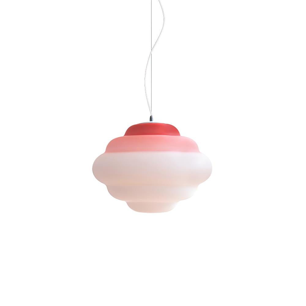 Modern Frosted Glass Cloud Pendant Lamp with Gradient Red Blue Yellow Accent