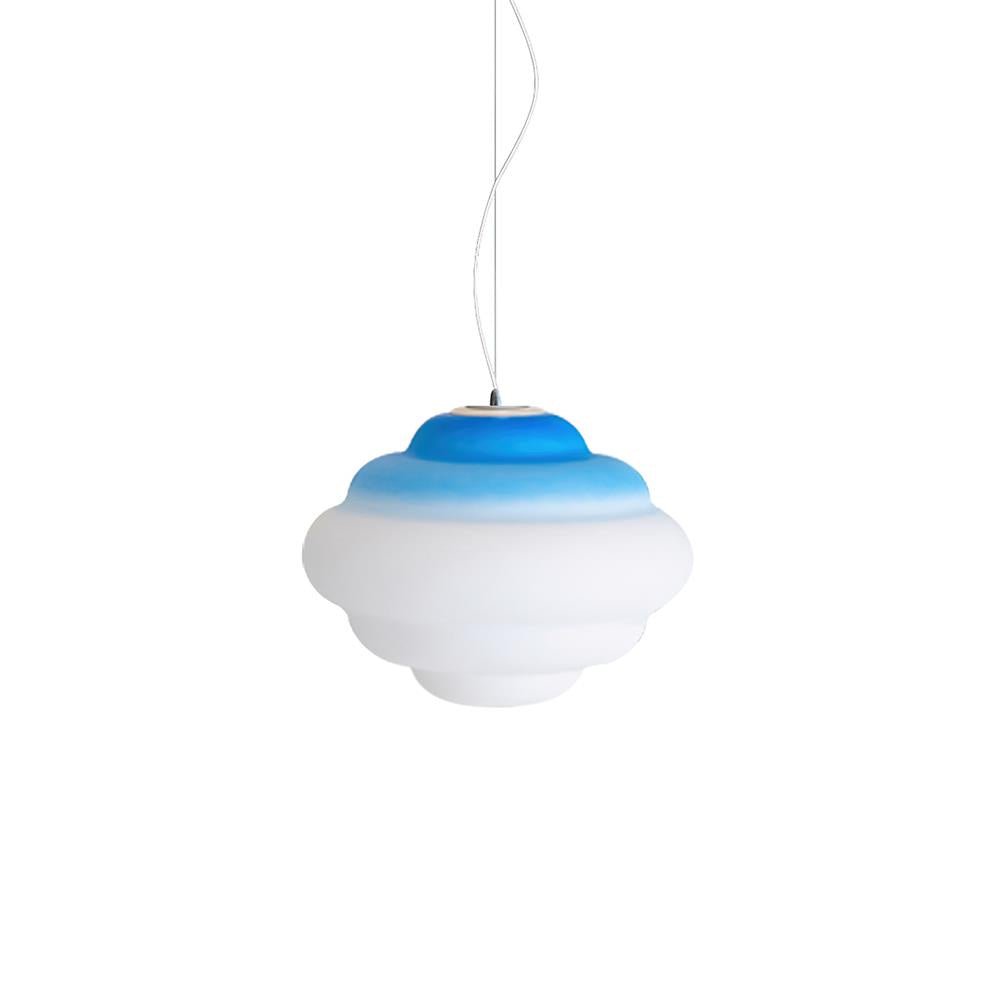 Modern Frosted Glass Cloud Pendant Lamp with Gradient Red Blue Yellow Accent