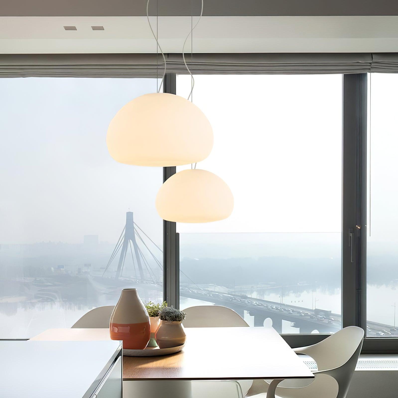 Modern Frosted Glass Drop Pendant Light Contemporary White Ceiling Hanging Fixture