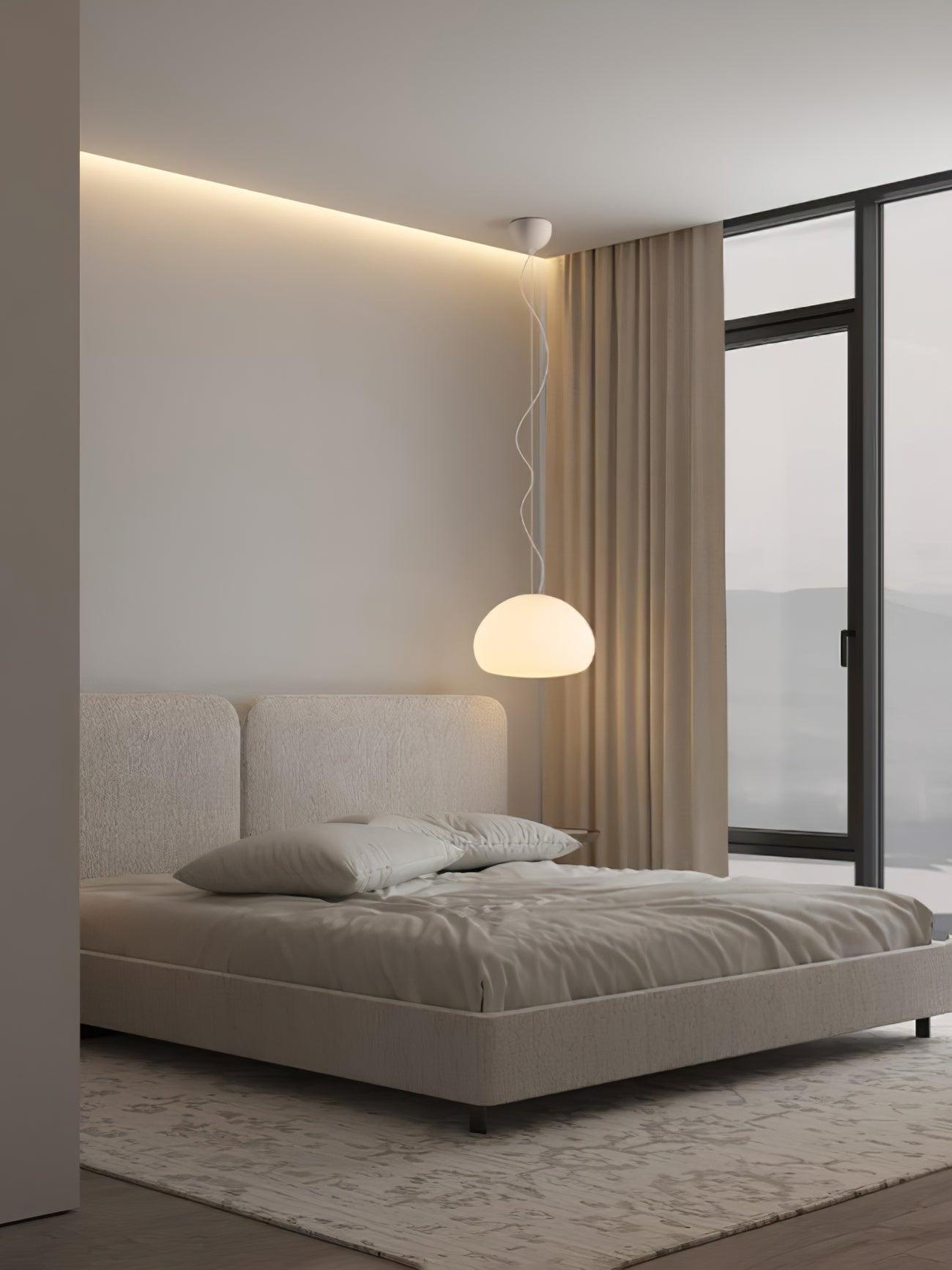 Modern Frosted Glass Drop Pendant Light Contemporary White Ceiling Hanging Fixture