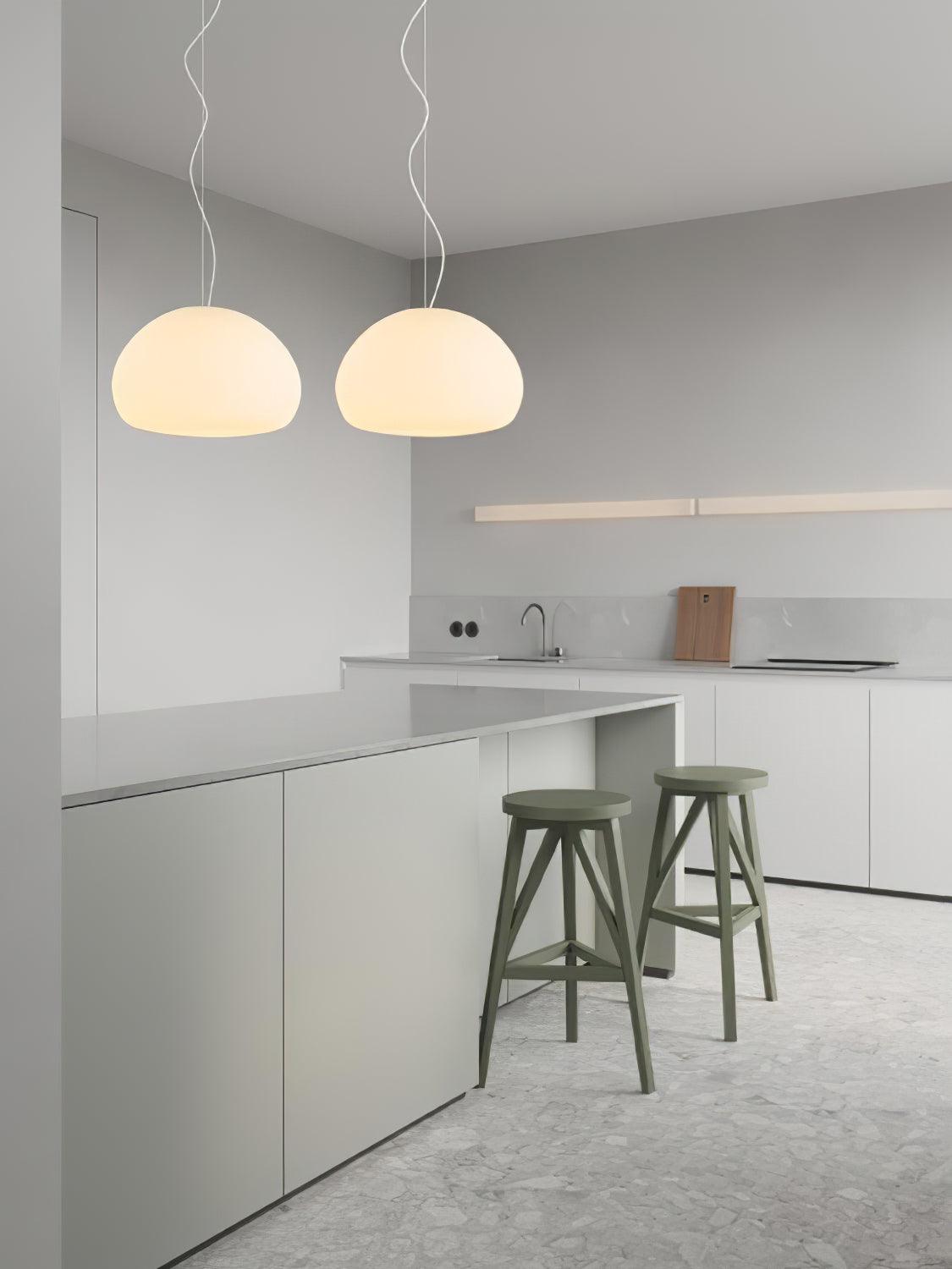 Modern Frosted Glass Drop Pendant Light Contemporary White Ceiling Hanging Fixture
