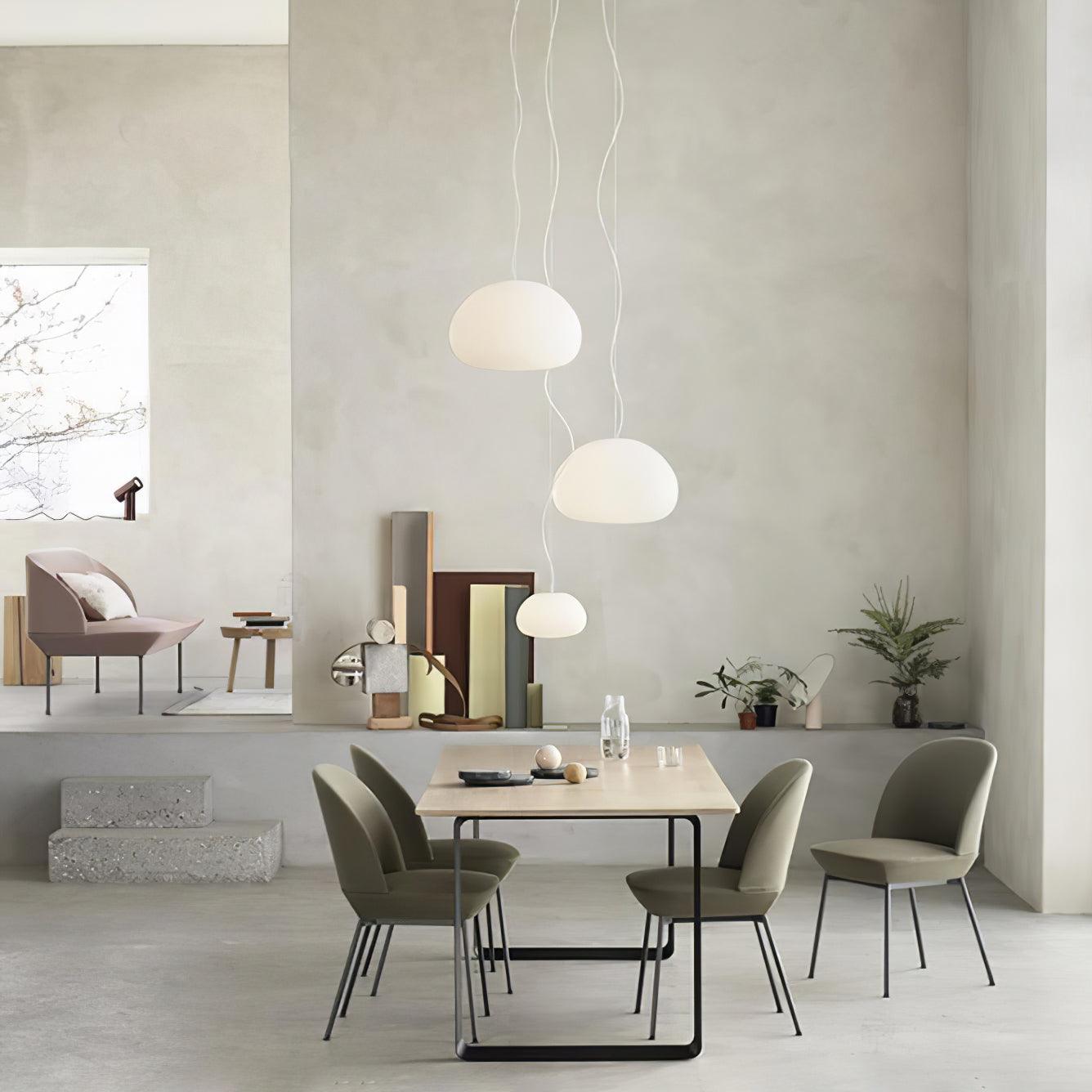 Modern Frosted Glass Drop Pendant Light Contemporary White Ceiling Hanging Fixture
