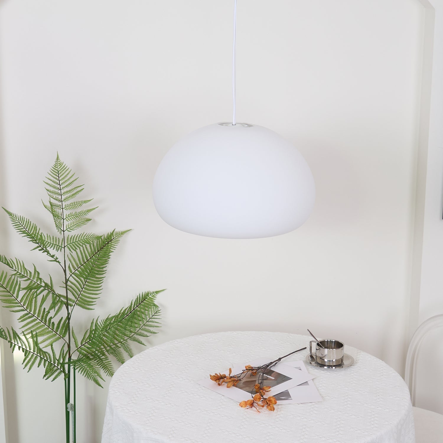 Modern Frosted Glass Drop Pendant Light Contemporary White Ceiling Hanging Fixture