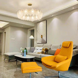 Modern Frosted Glass Feather Chandelier Multi Tier Gold Pendant Light for Living Room