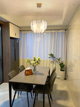 Modern Frosted Glass Feather Chandelier Multi Tier Gold Pendant Light for Living Room