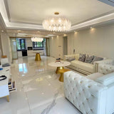 Modern Frosted Glass Feather Chandelier Multi Tier Gold Pendant Light for Living Room