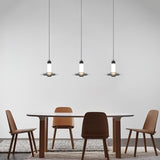 Modern Frosted Glass Tube Pendant Light with Reflective Metal Disc LED Minimalist Hanging Fixture