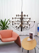 Modern Fruit Drop Chandelier Suspension Light Multi Bulb Mirror Polish Steel Ceiling Lamp for Living Room Dining
