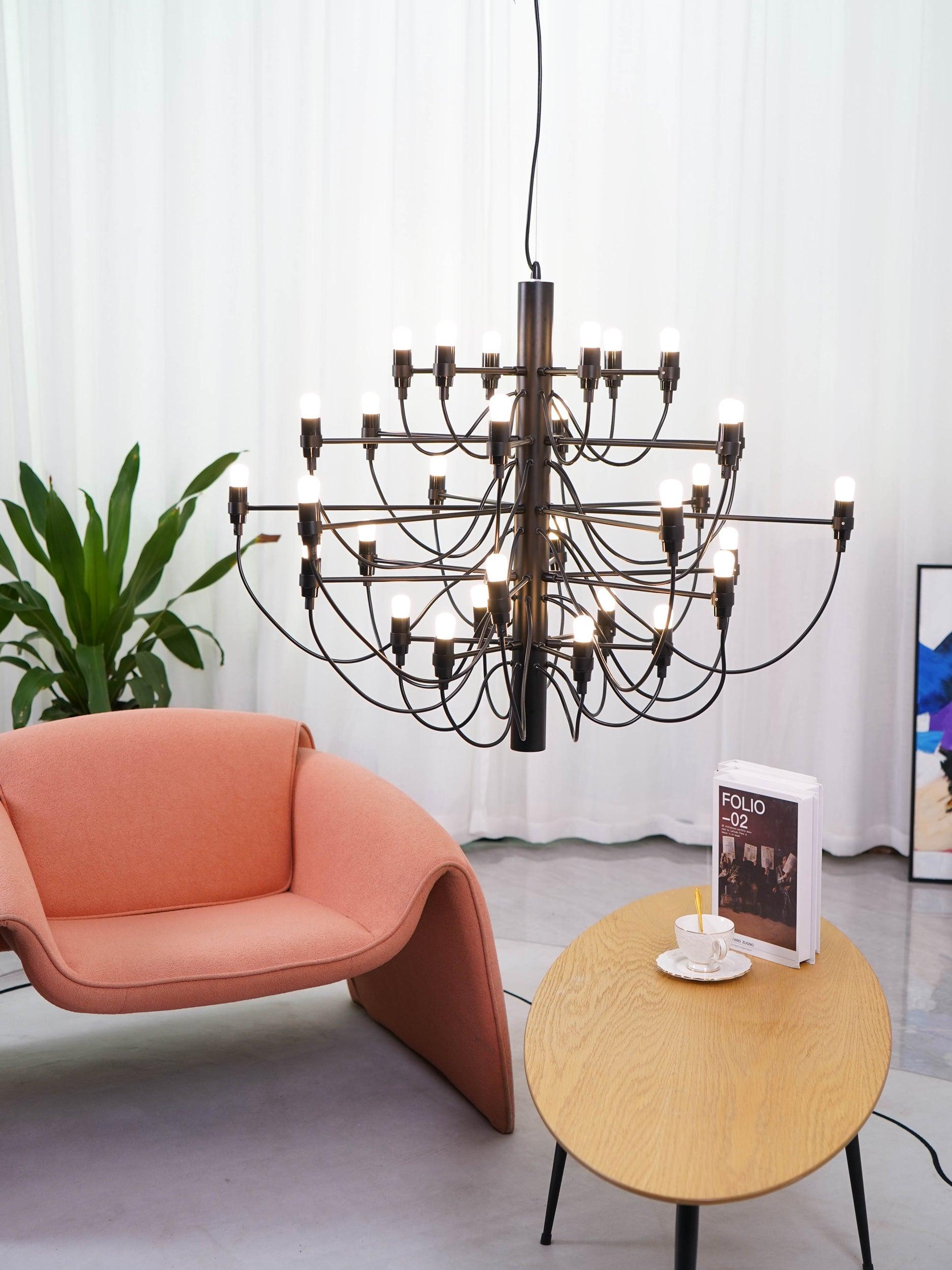 Modern Fruit Drop Chandelier Suspension Light Multi Bulb Mirror Polish Steel Ceiling Lamp for Living Room Dining