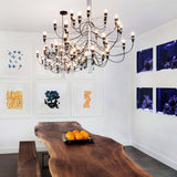 Modern Fruit Drop Chandelier Suspension Light Multi Bulb Mirror Polish Steel Ceiling Lamp for Living Room Dining