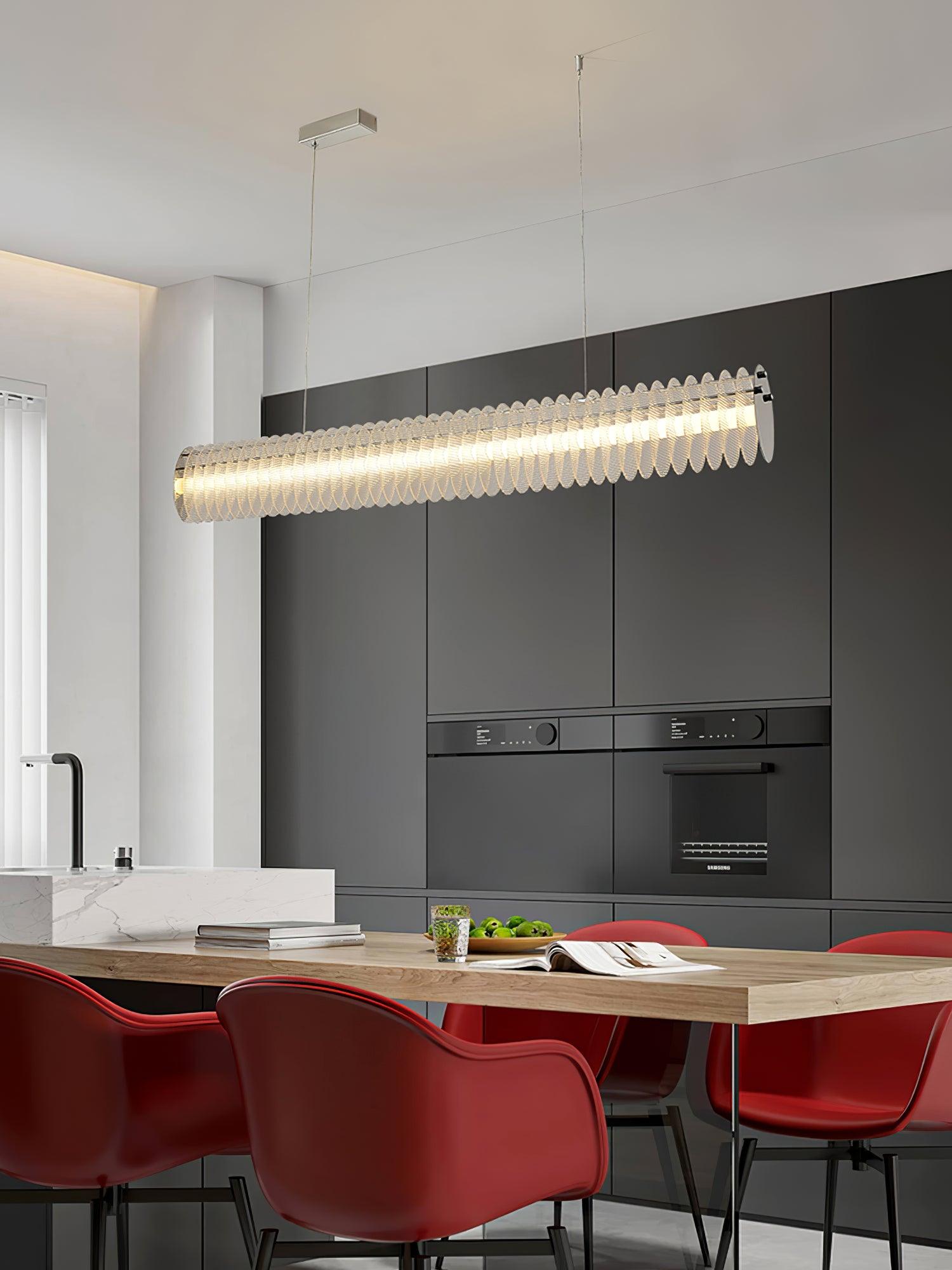Modern Gand Cascading Acrylic LED Linear Chandelier Chrome Metal Ceiling Hanging Light Fixture