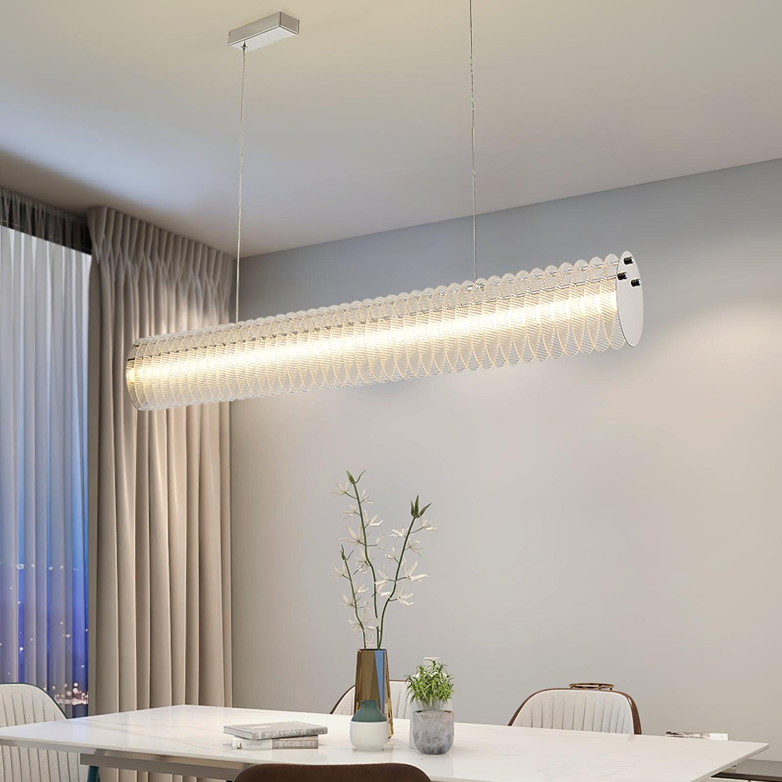 Modern Gand Cascading Acrylic LED Linear Chandelier Chrome Metal Ceiling Hanging Light Fixture