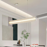 Modern Gand Cascading Acrylic LED Linear Chandelier Chrome Metal Ceiling Hanging Light Fixture