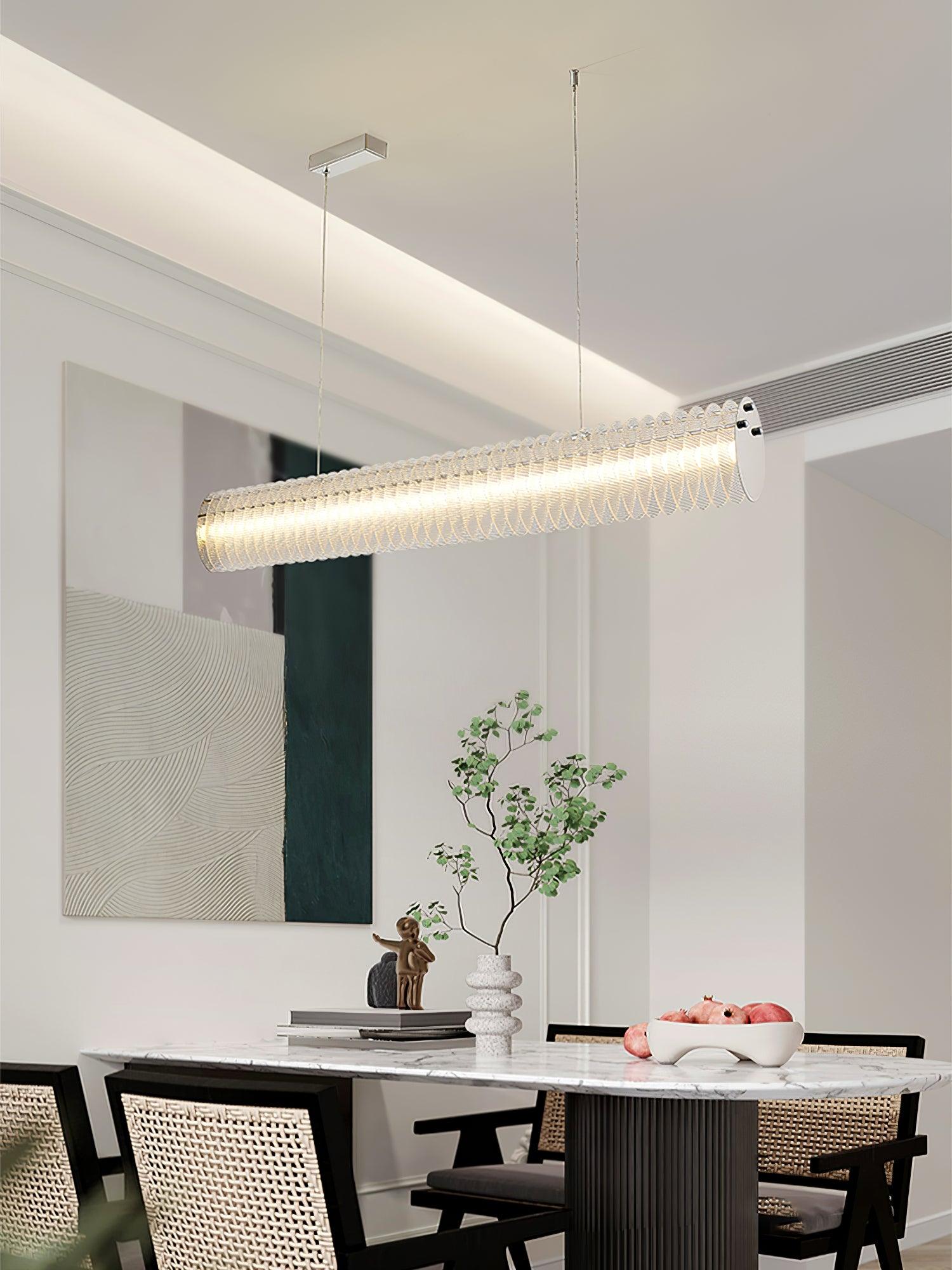 Modern Gand Cascading Acrylic LED Linear Chandelier Chrome Metal Ceiling Hanging Light Fixture