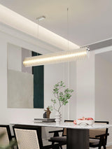 Modern Gand Cascading Acrylic LED Linear Chandelier Chrome Metal Ceiling Hanging Light Fixture