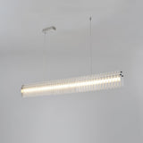 Modern Gand Cascading Acrylic LED Linear Chandelier Chrome Metal Ceiling Hanging Light Fixture