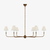 Modern Gasolier Large Candle Style Chandelier with Fabric Tapered Lampshades for Living Room