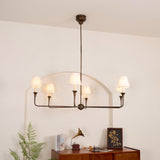 Modern Gasolier Large Candle Style Chandelier with Fabric Tapered Lampshades for Living Room