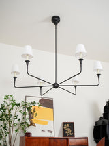 Modern Gasolier Large Candle Style Chandelier with Fabric Tapered Lampshades for Living Room