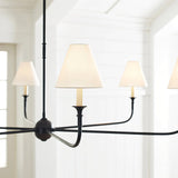 Modern Gasolier Large Candle Style Chandelier with Fabric Tapered Lampshades for Living Room
