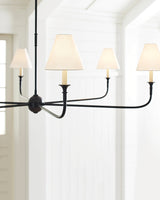 Modern Gasolier Large Candle Style Chandelier with Fabric Tapered Lampshades for Living Room