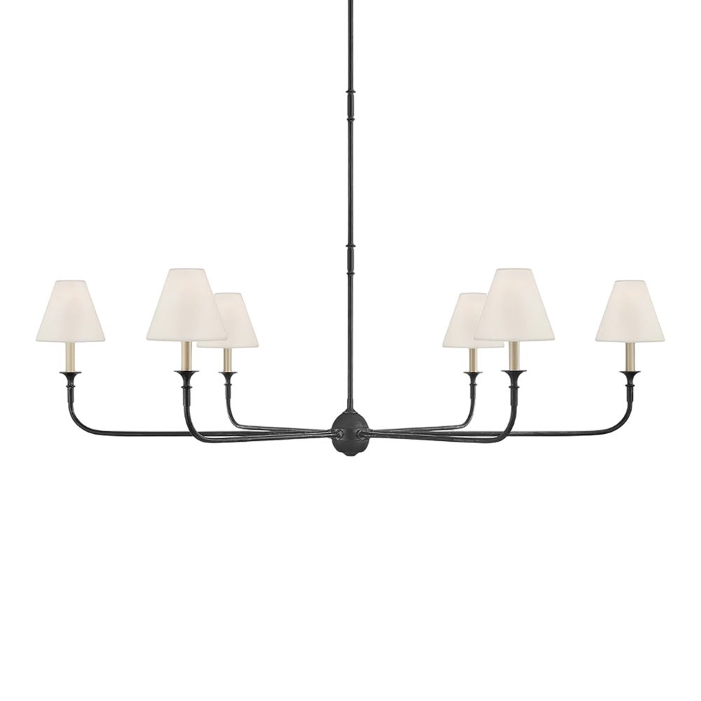 Modern Gasolier Large Candle Style Chandelier with Fabric Tapered Lampshades for Living Room