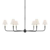 Modern Gasolier Large Candle Style Chandelier with Fabric Tapered Lampshades for Living Room