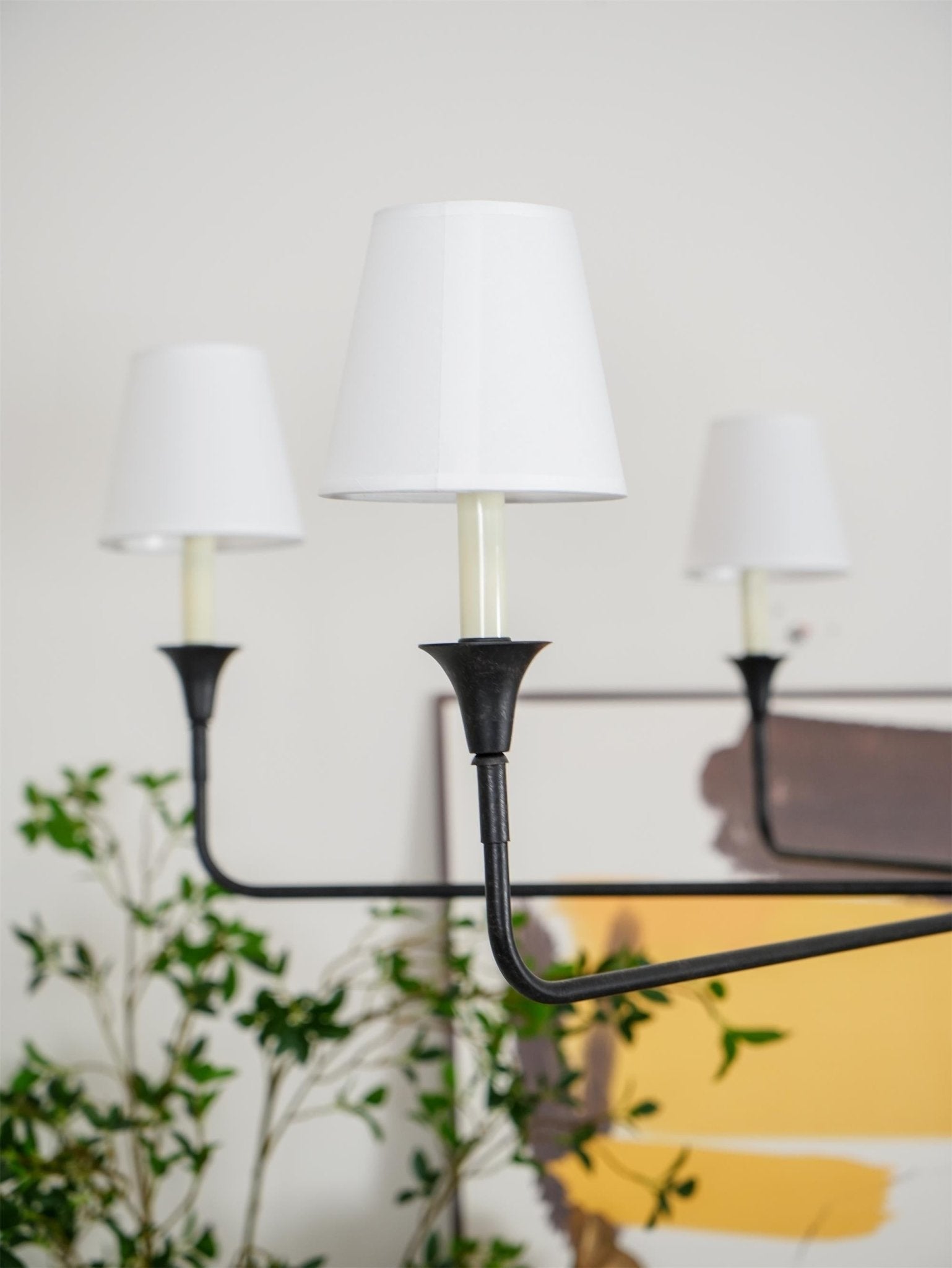 Modern Gasolier Large Candle Style Chandelier with Fabric Tapered Lampshades for Living Room