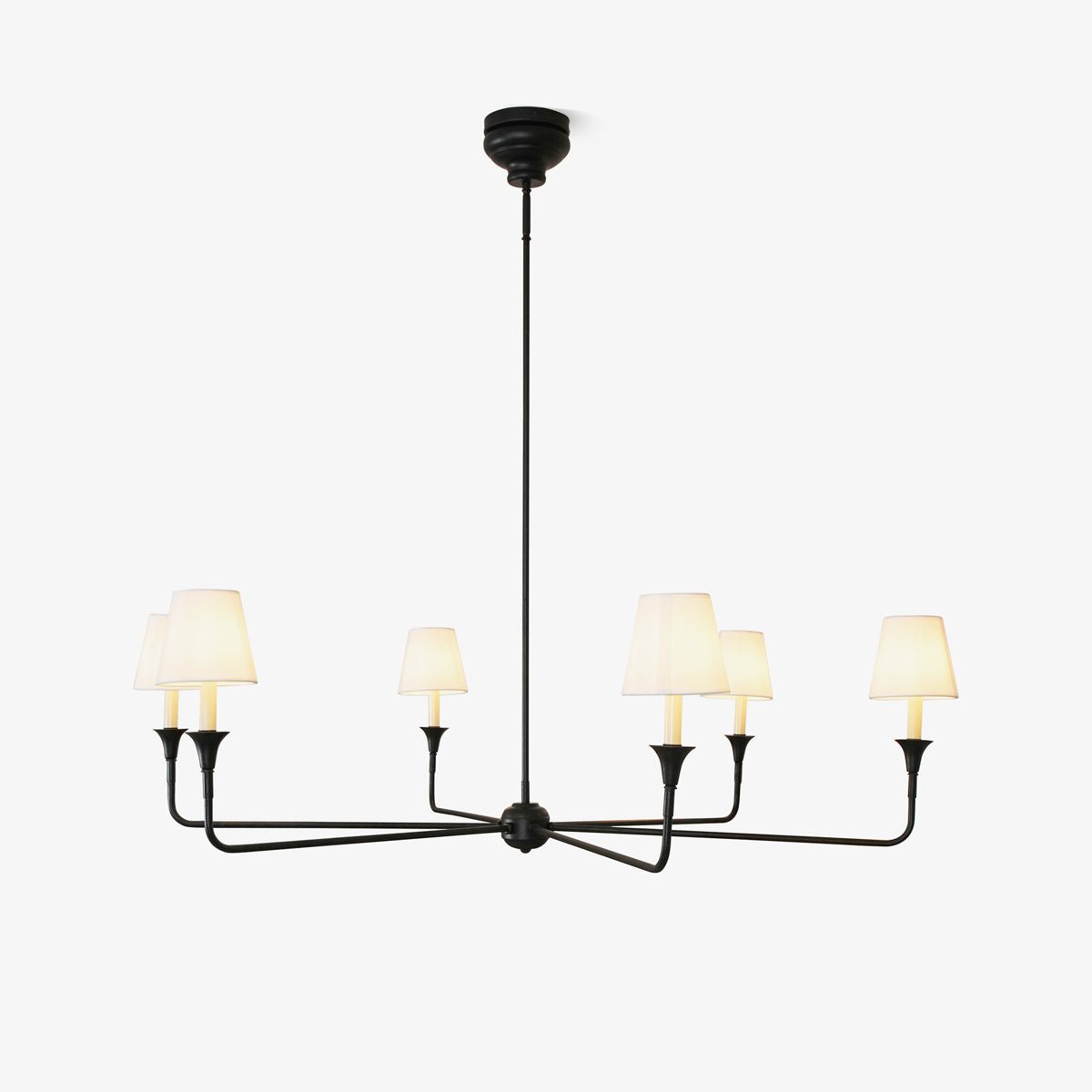 Modern Gasolier Large Candle Style Chandelier with Fabric Tapered Lampshades for Living Room