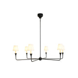 Modern Gasolier Large Candle Style Chandelier with Fabric Tapered Lampshades for Living Room