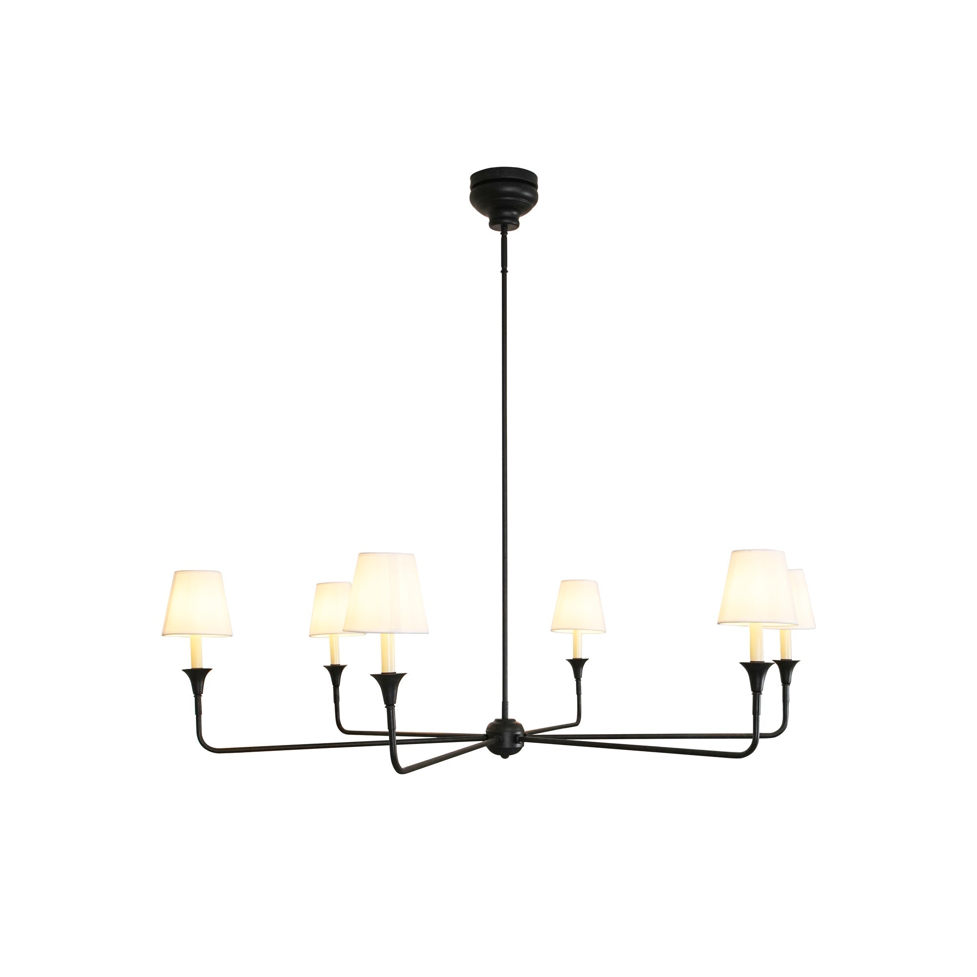 Modern Gasolier Large Candle Style Chandelier with Fabric Tapered Lampshades for Living Room