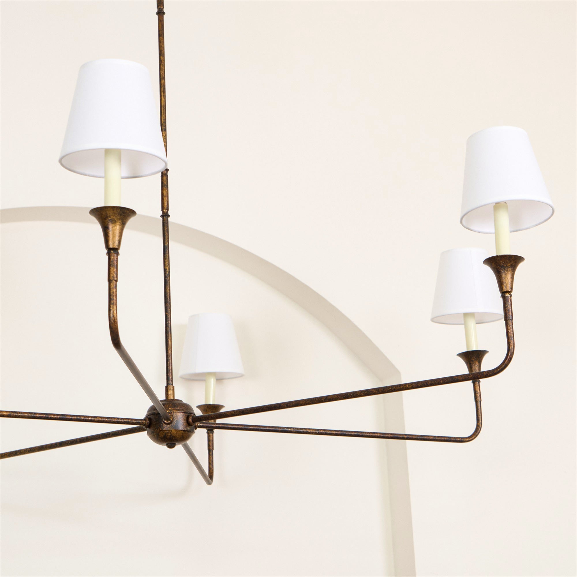 Modern Gasolier Large Candle Style Chandelier with Fabric Tapered Lampshades for Living Room