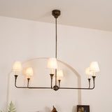 Modern Gasolier Large Candle Style Chandelier with Fabric Tapered Lampshades for Living Room