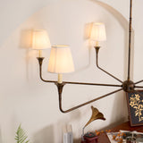 Modern Gasolier Large Candle Style Chandelier with Fabric Tapered Lampshades for Living Room