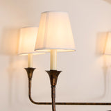 Modern Gasolier Large Candle Style Chandelier with Fabric Tapered Lampshades for Living Room