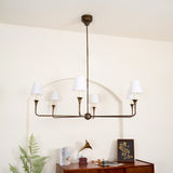 Modern Gasolier Large Candle Style Chandelier with Fabric Tapered Lampshades for Living Room