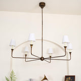 Modern Gasolier Large Candle Style Chandelier with Fabric Tapered Lampshades for Living Room