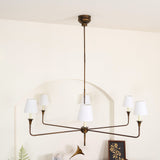 Modern Gasolier Large Candle Style Chandelier with Fabric Tapered Lampshades for Living Room