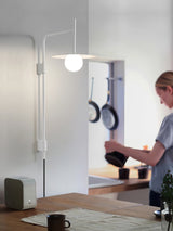 Modern Gea Swing Arm Wall Lamp with Frosted Glass Shade and Adjustable Iron Frame for Indoor Lighting
