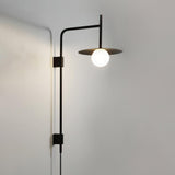 Modern Gea Swing Arm Wall Lamp with Frosted Glass Shade and Adjustable Iron Frame for Indoor Lighting