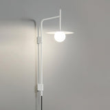 Modern Gea Swing Arm Wall Lamp with Frosted Glass Shade and Adjustable Iron Frame for Indoor Lighting