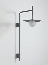 Modern Gea Swing Arm Wall Lamp with Frosted Glass Shade and Adjustable Iron Frame for Indoor Lighting