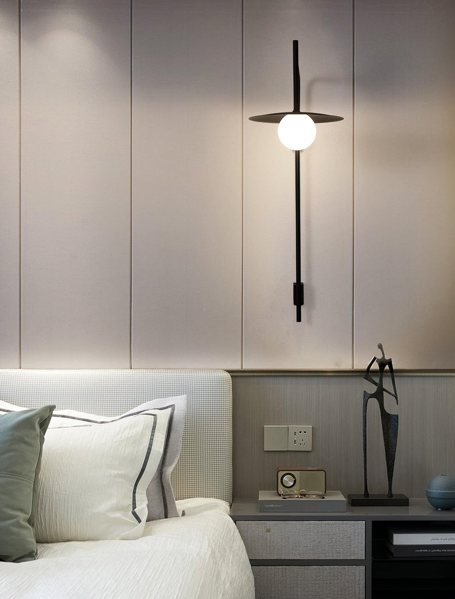 Modern Gea Swing Arm Wall Lamp with Frosted Glass Shade and Adjustable Iron Frame for Indoor Lighting